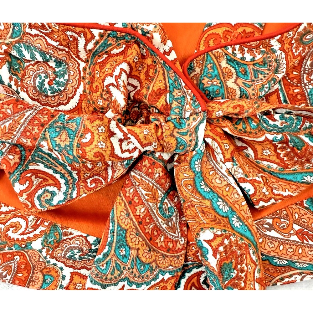 NWT Band of The Free Women's S Adella Orange Paisley Handkerchief Crop Top - Picture 6 of 16